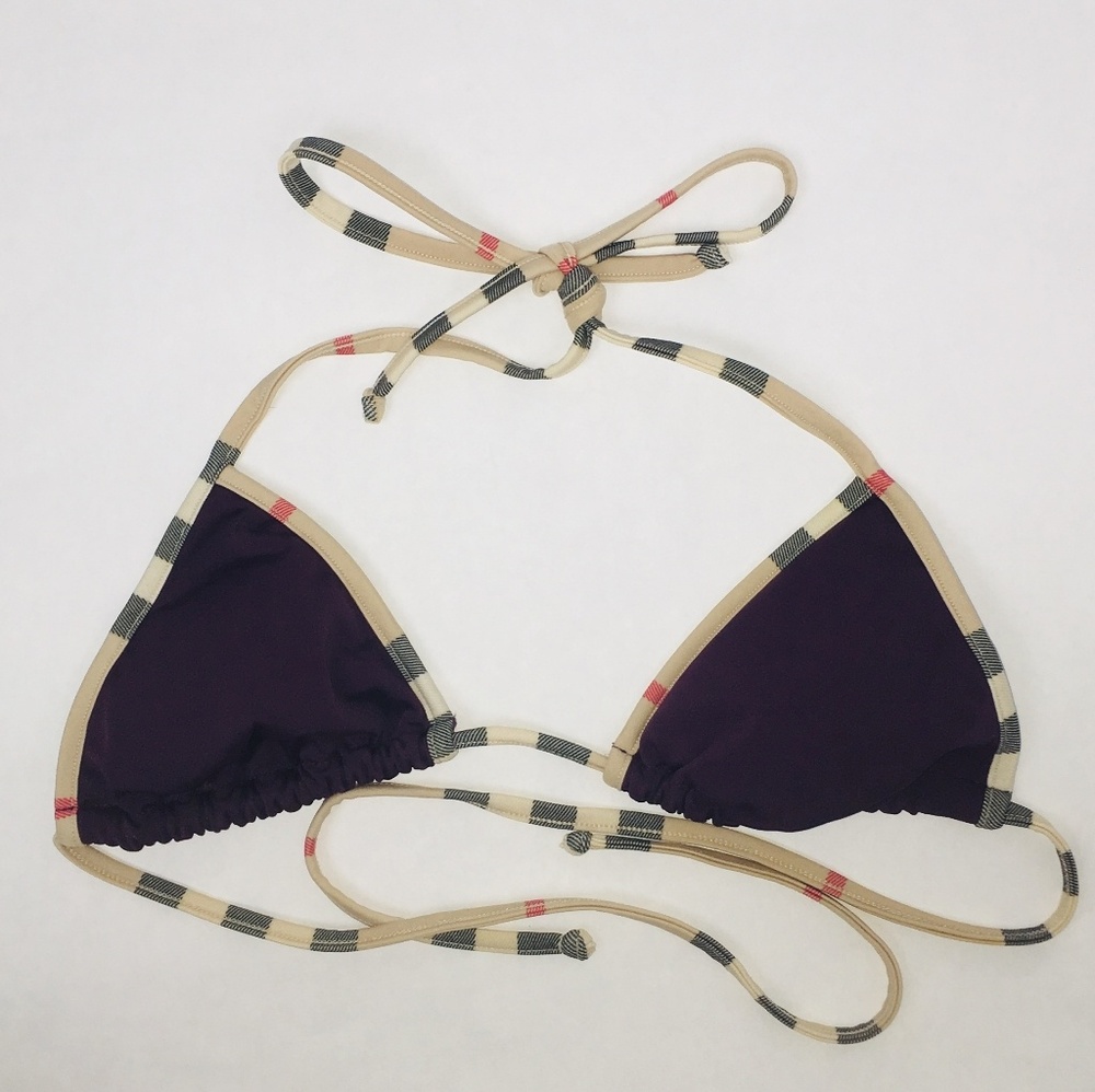 Burberry Triangle Nova Check String Bikini Top XS